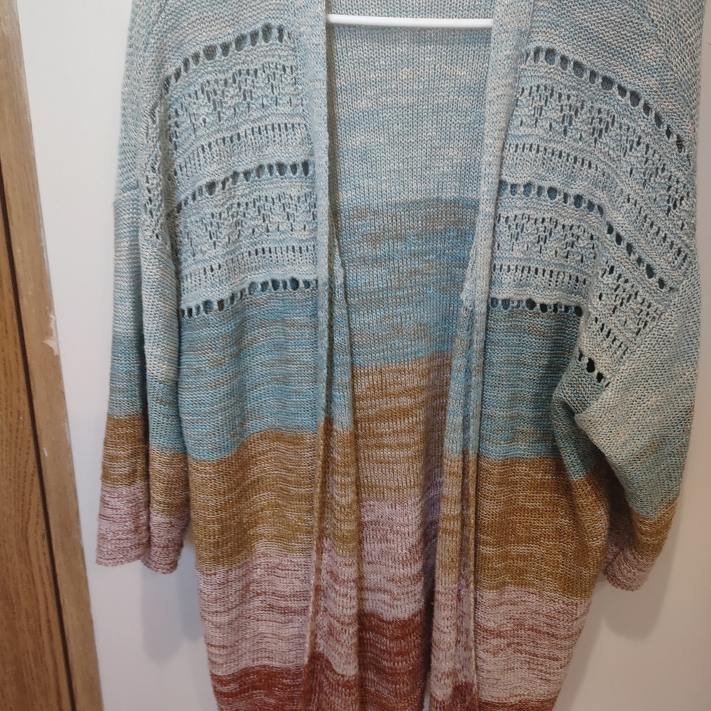 Maurices Blue and Brown Striped Cardigan